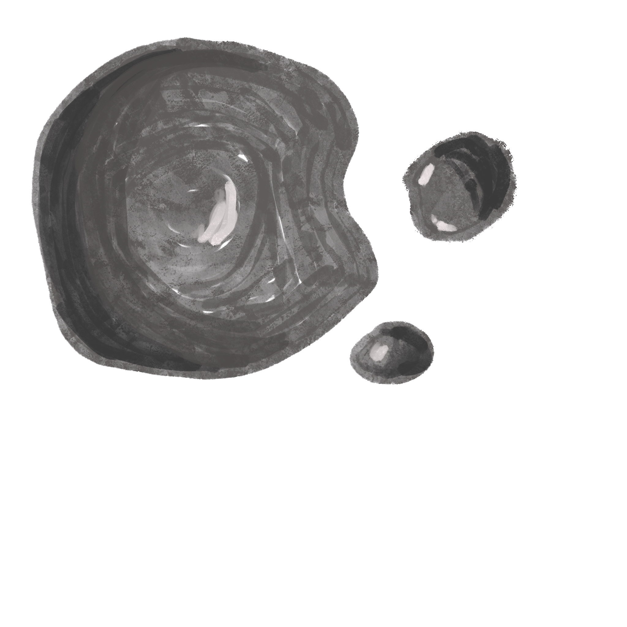 Three circular rocks